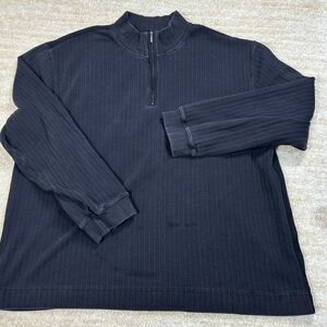 Axis Sweater Men 2XL Black Ribbed Quarter Zip Pullover Knit Casual